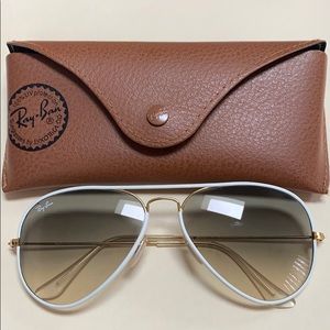 Ray Ban White Colorblock Aviator Sunglasses